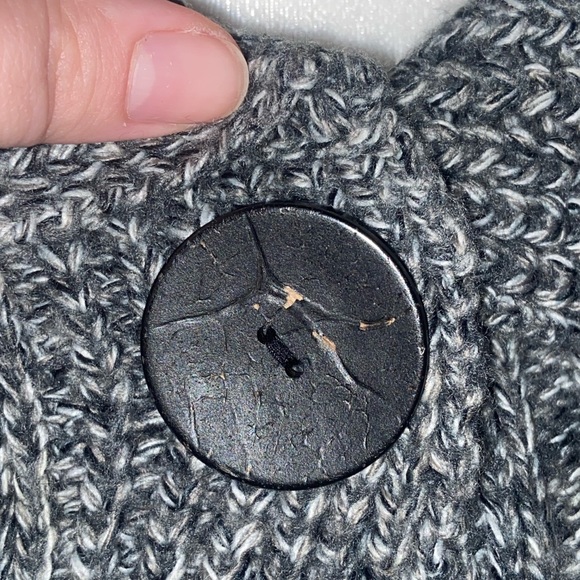 Carolyn Taylor Chunky Knit Wide Collar Bell Cuff Gray White Cardigan Sweater XL - Picture 6 of 9